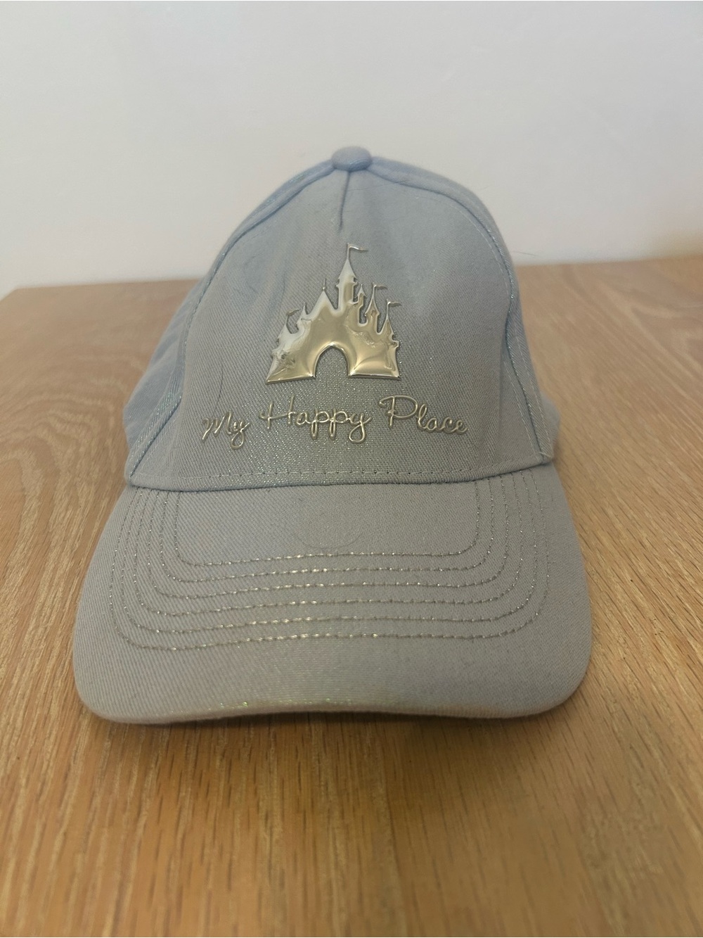 Disney Light Gray Baseball Cap with Gold Castle Emblem